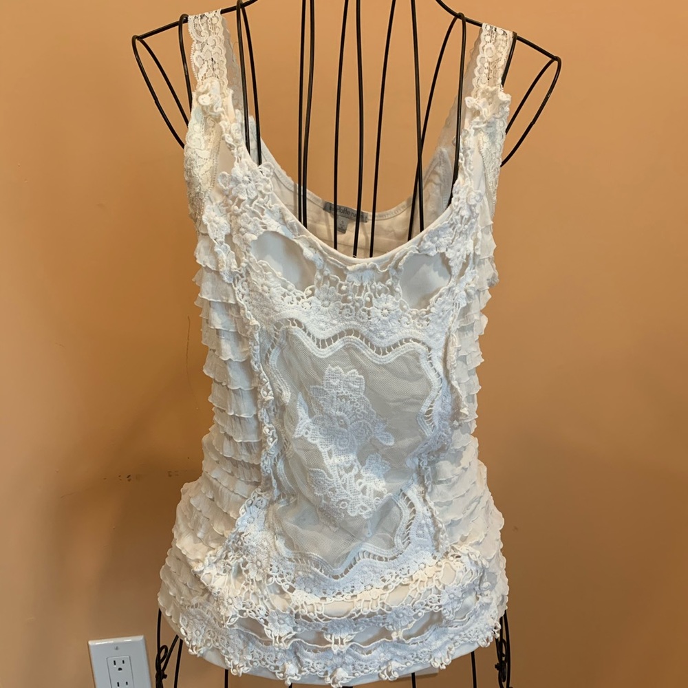 Cream lace tank